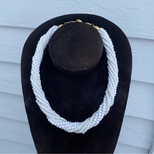 Vintage White Multi-strand Twist Choker Necklace